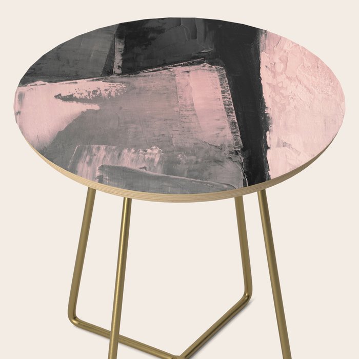 Blush and Black Abstract Art Print Side Table Gallery Image 2