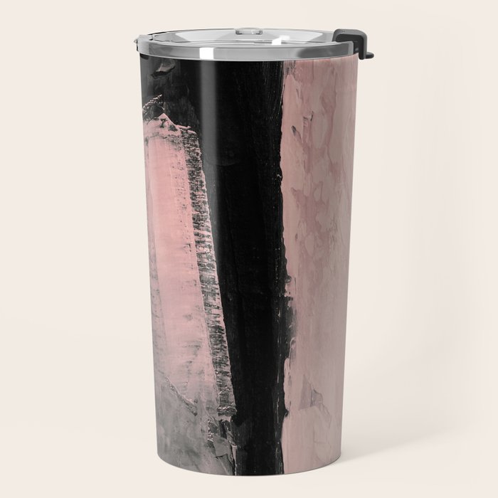Blush and Black Abstract Art Print Travel Mug Gallery Image 2