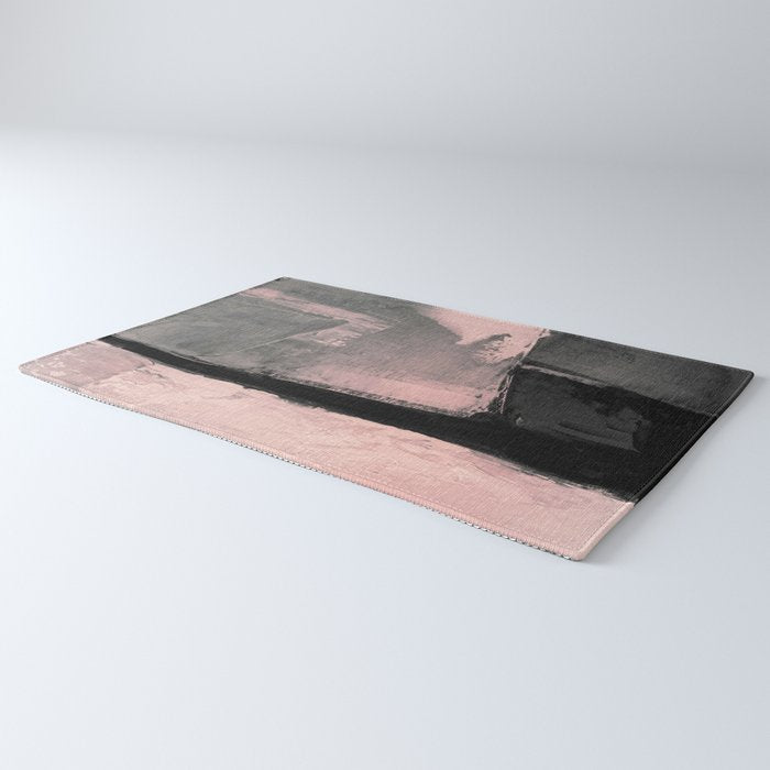 Blush and Black Abstract Art Print Rug Gallery Image 3