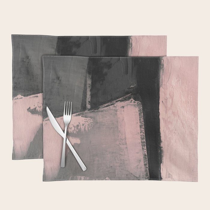 Blush and Black Abstract Art Print Placemat Gallery Image 1