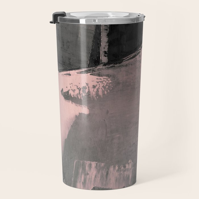 Blush and Black Abstract Art Print Travel Mug Gallery Image 3