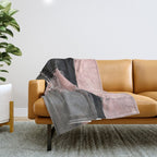 Blush and Black Abstract Art Print Throw Blanket Gallery Image 1