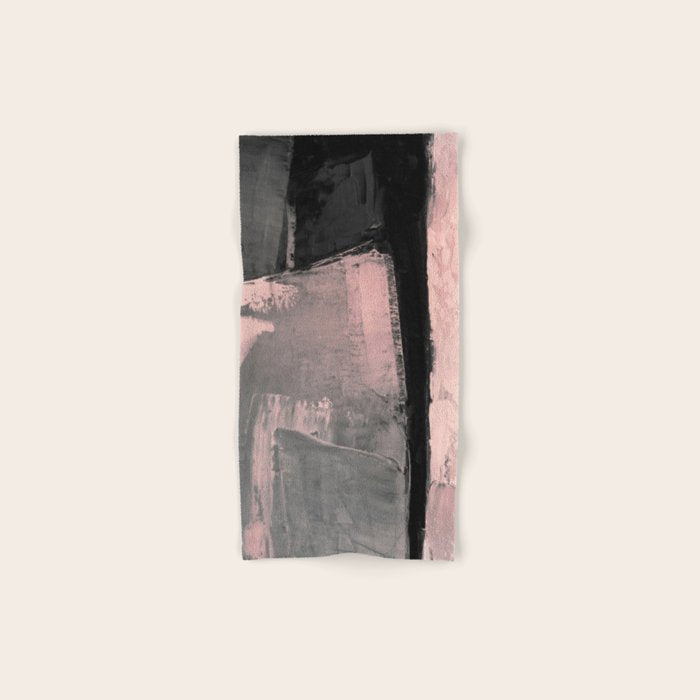 Blush and Black Abstract Art Print Bath Towel Gallery Image 1