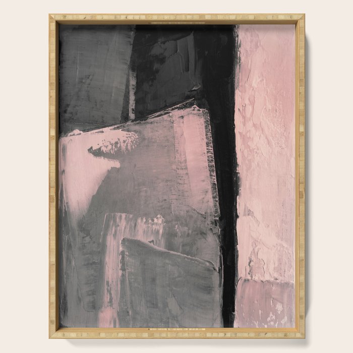 Blush and Black Abstract Art Print Serving Tray Gallery Image 1