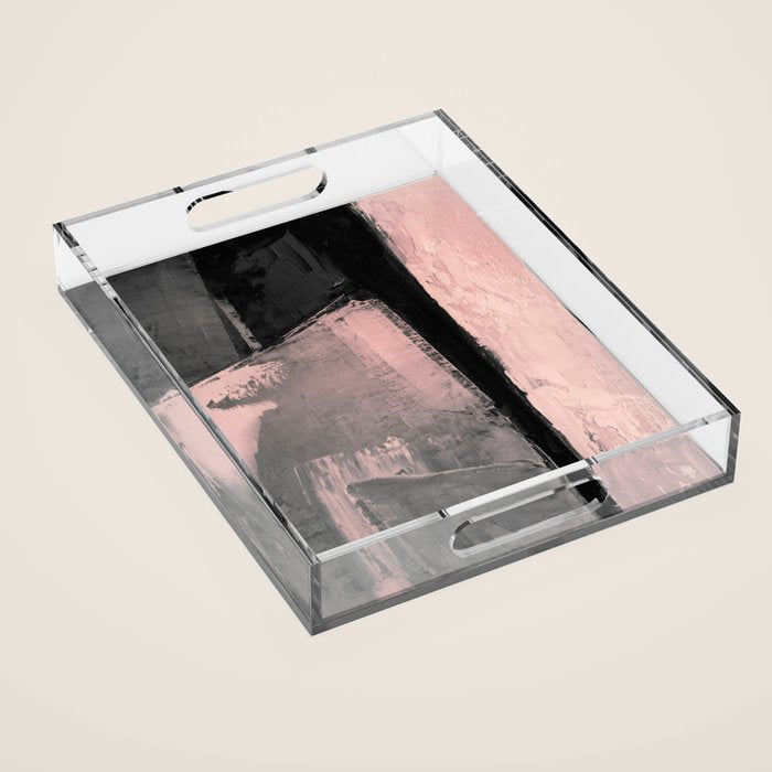 Blush and Black Abstract Art Print Acrylic Tray Gallery Image 1