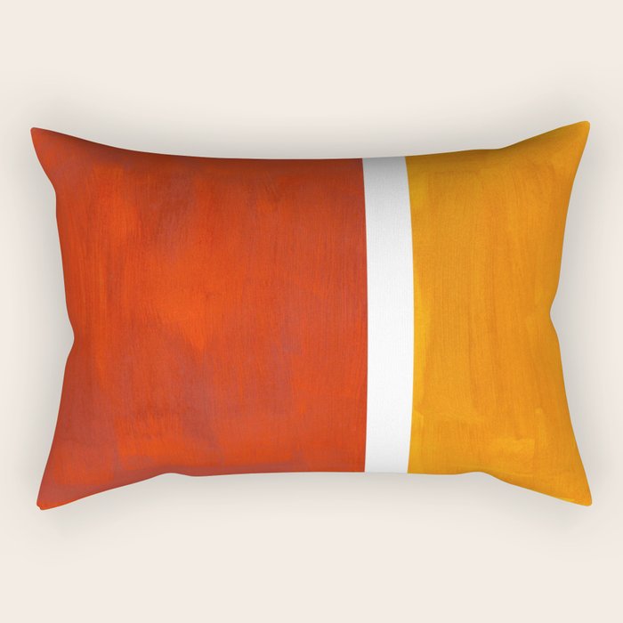 Burnt Orange Yellow Ochre Mid Century Modern Abstract Minimalist Rothko Color Field Squares Rectangular Pillow Gallery Image 1