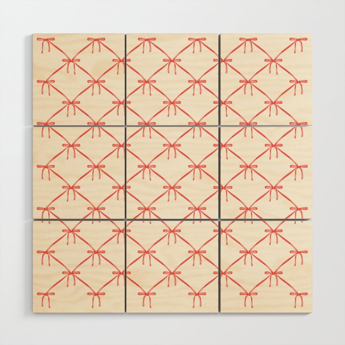 Bows & Ribbons Pattern II Red Wood Wall Art Gallery Image 1