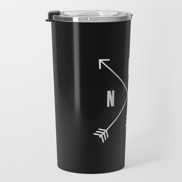 PNW Pacific Northwest Compass - White on Black Minimal Travel Mug Gallery Image 3