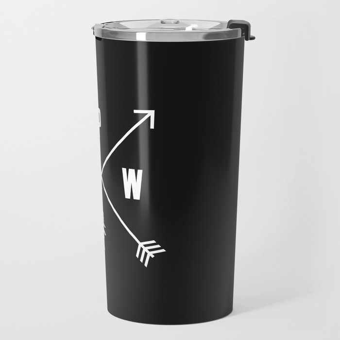 PNW Pacific Northwest Compass - White on Black Minimal Travel Mug Gallery Image 2