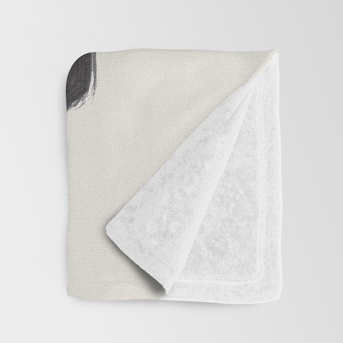 Mid Century Modern Minimalist Abstract Art Brush Strokes Black & White Ink Art Pipe Maze Throw Blanket Gallery Image 3