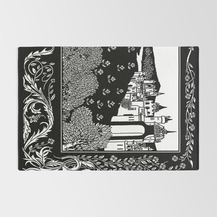 âRiding Out From The Abbeyâ by Aubrey Beardsley Rug Gallery Image 2