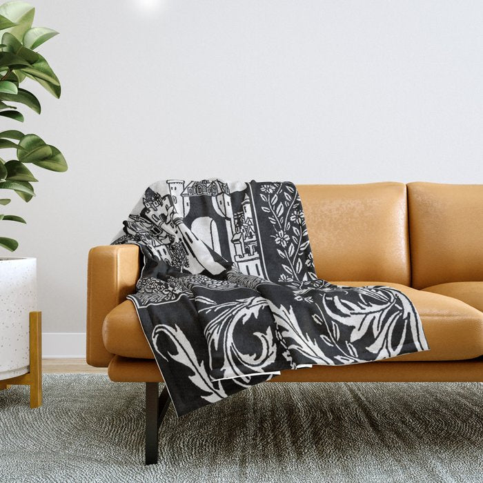 âRiding Out From The Abbeyâ by Aubrey Beardsley Throw Blanket Gallery Image 1
