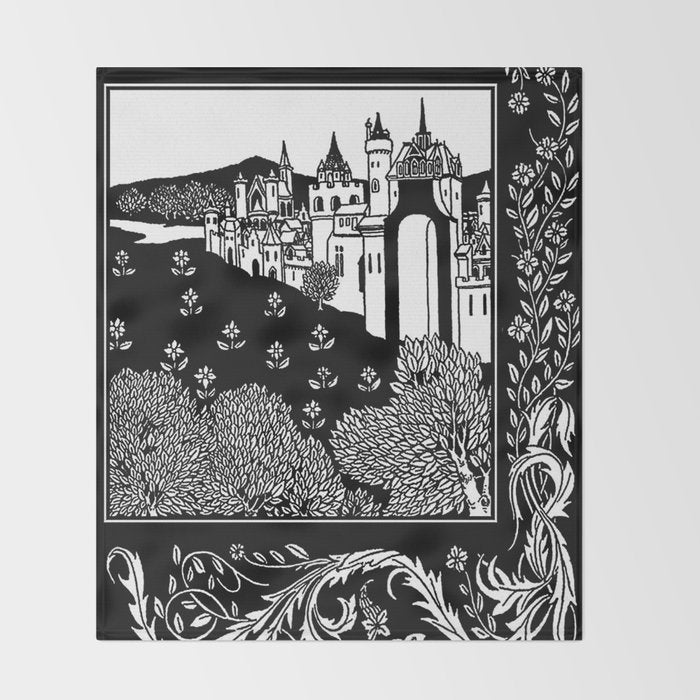 âRiding Out From The Abbeyâ by Aubrey Beardsley Throw Blanket Gallery Image 2