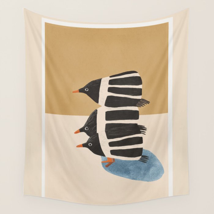 Minimal Penguin Stack Wall Tapestry Gallery Image 4