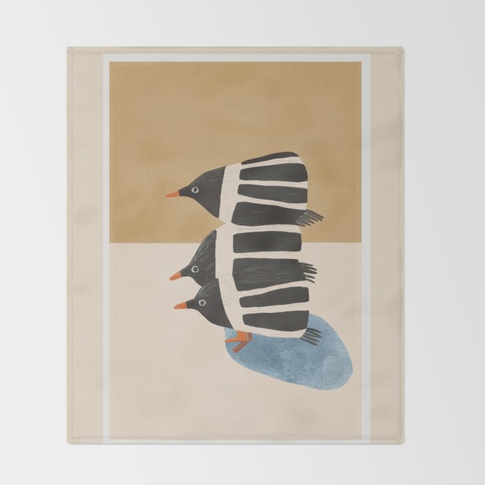 Minimal Penguin Stack Throw Blanket Gallery Image 2