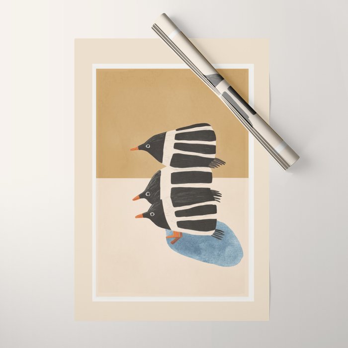 Minimal Penguin Stack Wrapping Paper Gallery Image 1