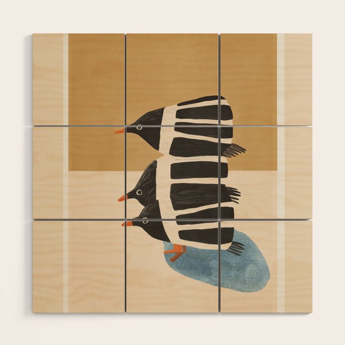 Minimal Penguin Stack Wood Wall Art Gallery Image 1