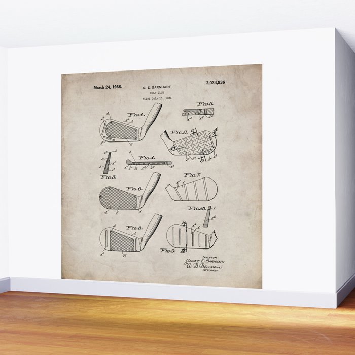 Golf Clubs Patent - Golfing Art - Antique Wall Mural Gallery Image 2