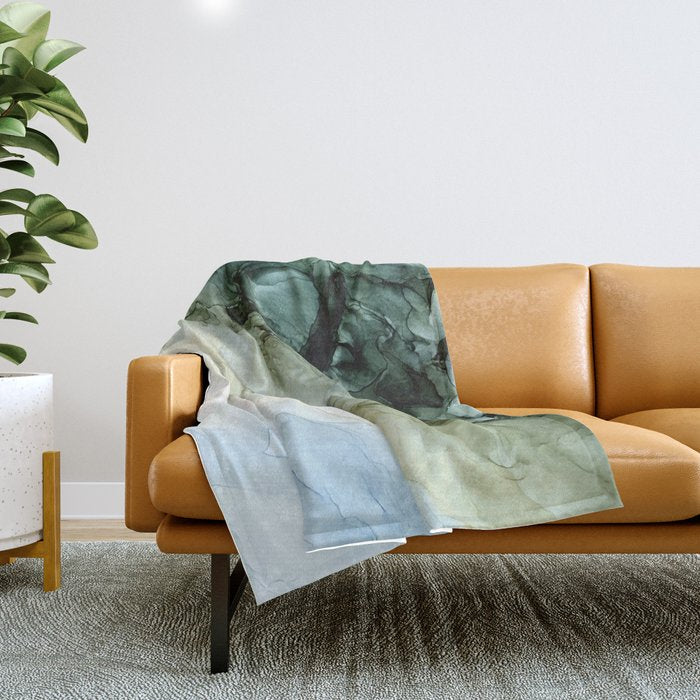 Land and Sky Abstract Landscape Painting Throw Blanket Gallery Image 1