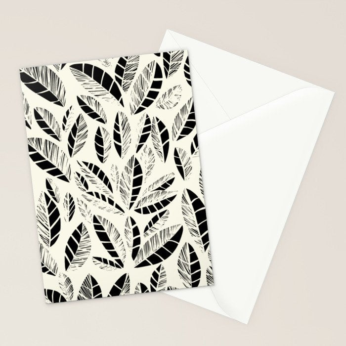 Wildlife Safari Laeves black ´n white Stationery Card Gallery Image 2