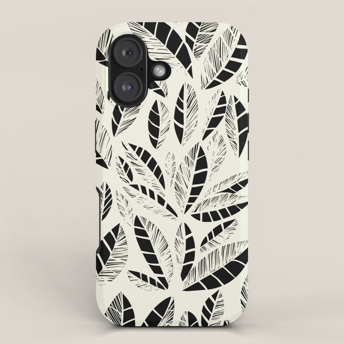 Wildlife Safari Laeves black ´n white iPhone Case Gallery Image 1