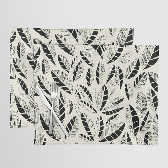Wildlife Safari Laeves black ´n white Placemat Gallery Image 1