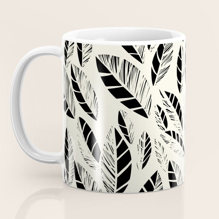 Wildlife Safari Laeves black ´n white Coffee Mug Gallery Image 3
