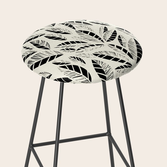 Wildlife Safari Laeves black ´n white Stool Gallery Image 2