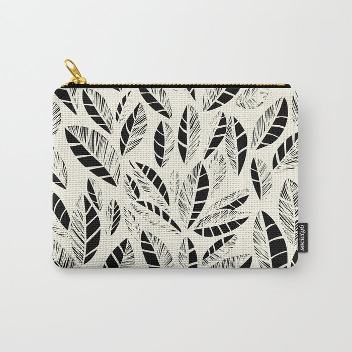 Wildlife Safari Laeves black ´n white Carry All Pouch Gallery Image 1