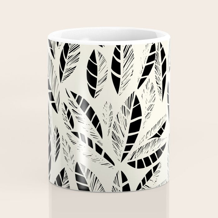 Wildlife Safari Laeves black ´n white Coffee Mug Gallery Image 4