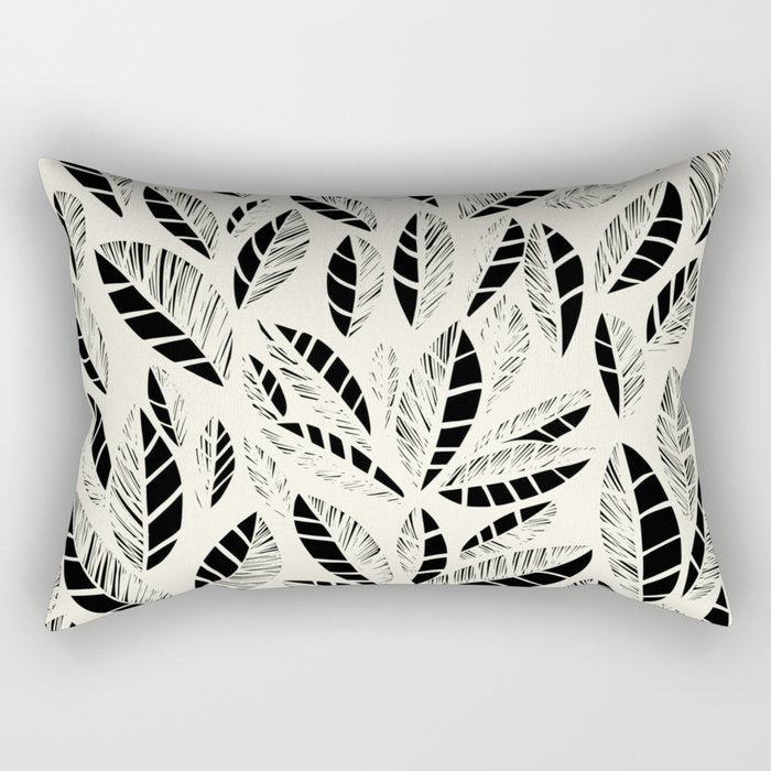 Wildlife Safari Laeves black ´n white Rectangular Pillow Gallery Image 2