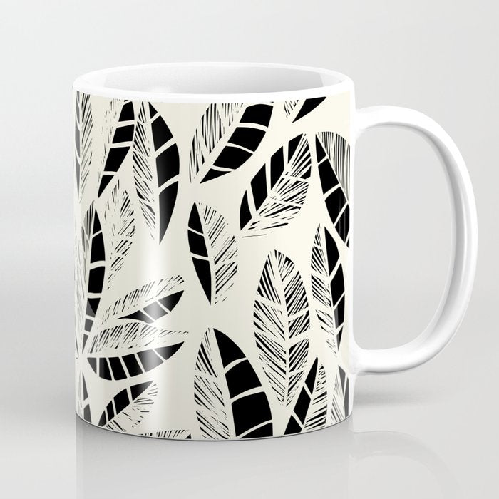 Wildlife Safari Laeves black ´n white Coffee Mug Gallery Image 1