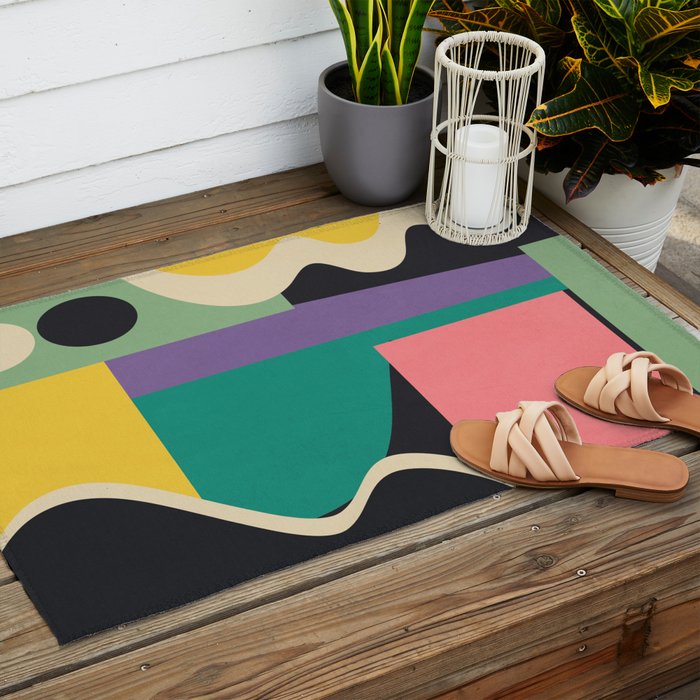 Colorful Geometric Abstract Art 21 Outdoor Rug Gallery Image 2