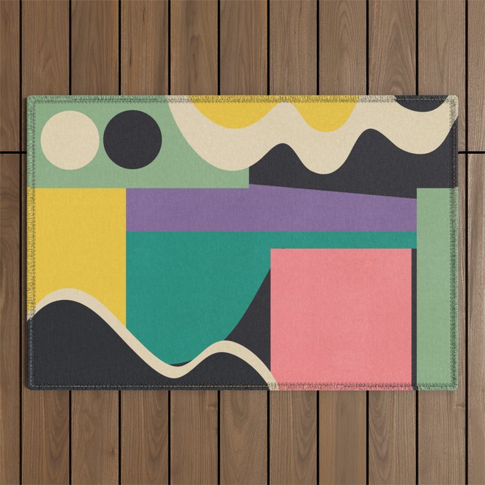 Colorful Geometric Abstract Art 21 Outdoor Rug Gallery Image 1