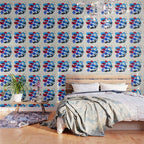 Mid Century Modern Abstract Colorful Art Patterns Ocean Blue Turquoise Grey Wallpaper Gallery Image 3