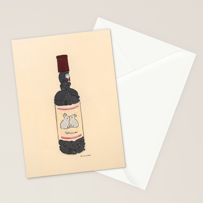 Bunny Wine Stationery Card Gallery Image 2