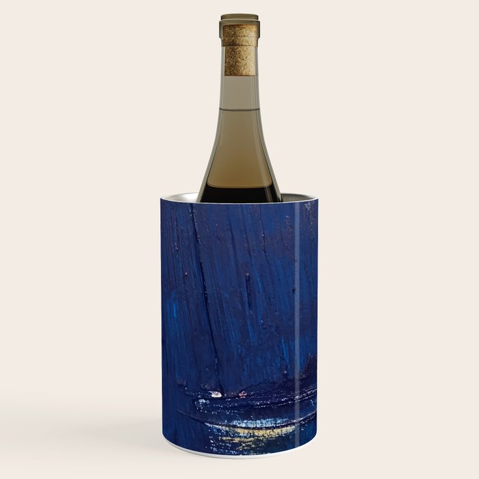 Halo [2]: a minimal, abstract mixed-media piece in blue and gold by Alyssa Hamilton Art Wine Chiller Gallery Image 2