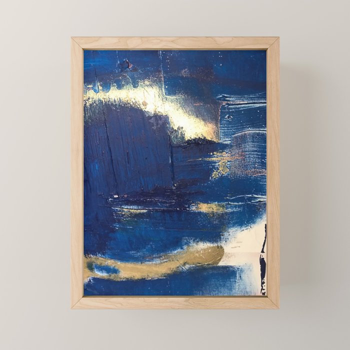 Halo [2]: a minimal, abstract mixed-media piece in blue and gold by Alyssa Hamilton Art Mini Art Print Gallery Image 1