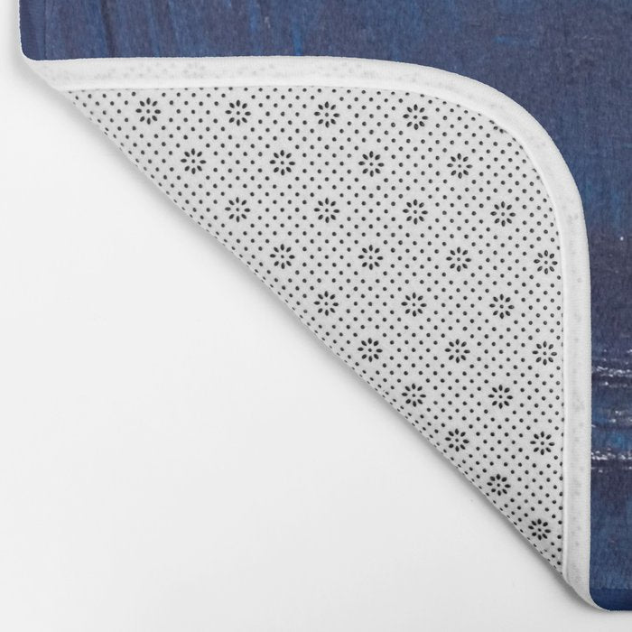 Halo [2]: a minimal, abstract mixed-media piece in blue and gold by Alyssa Hamilton Art Bath Mat Gallery Image 2