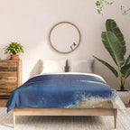 Halo [2]: a minimal, abstract mixed-media piece in blue and gold by Alyssa Hamilton Art Comforter Gallery Image 3