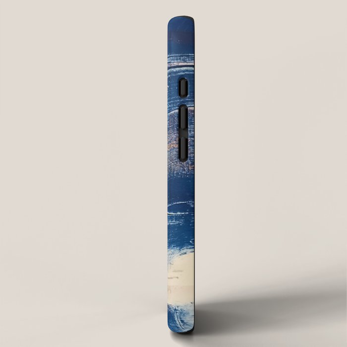 Halo [2]: a minimal, abstract mixed-media piece in blue and gold by Alyssa Hamilton Art iPhone Case Gallery Image 2