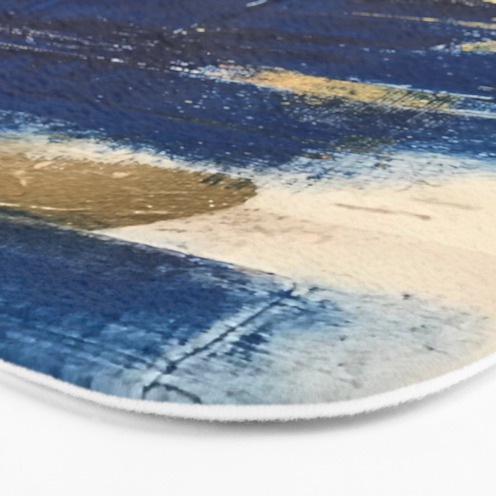 Halo [2]: a minimal, abstract mixed-media piece in blue and gold by Alyssa Hamilton Art Bath Mat Gallery Image 3