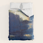 Halo [2]: a minimal, abstract mixed-media piece in blue and gold by Alyssa Hamilton Art Duvet Cover Gallery Image 6