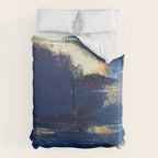 Halo [2]: a minimal, abstract mixed-media piece in blue and gold by Alyssa Hamilton Art Comforter Gallery Image 6