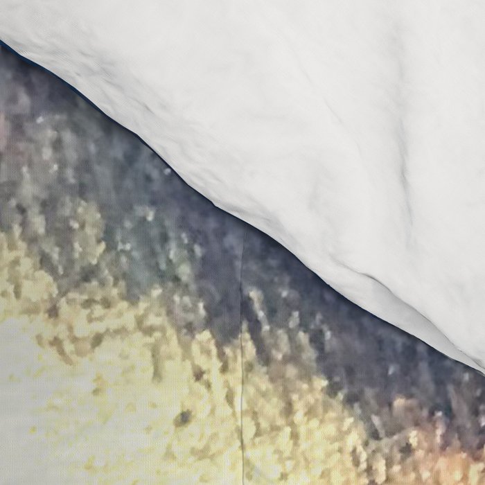Halo [2]: a minimal, abstract mixed-media piece in blue and gold by Alyssa Hamilton Art Comforter Gallery Image 4