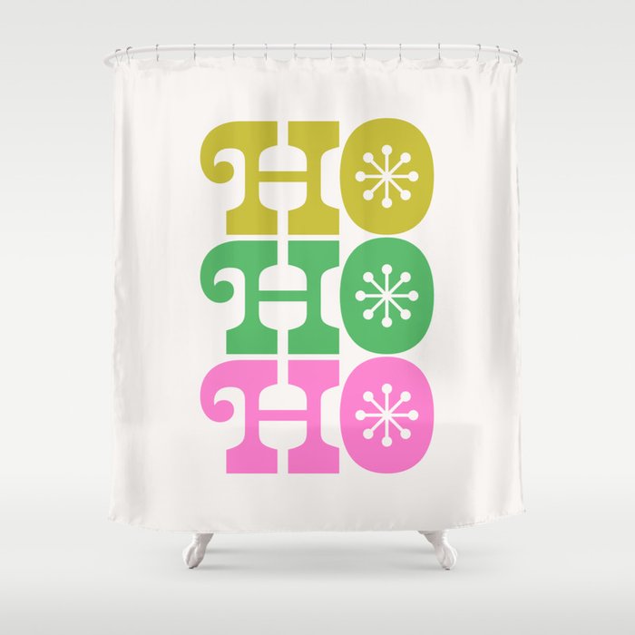 Ho Ho Ho - Pink and Green Shower Curtain Gallery Image 1