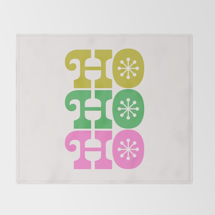 Ho Ho Ho - Pink and Green Throw Blanket Gallery Image 2