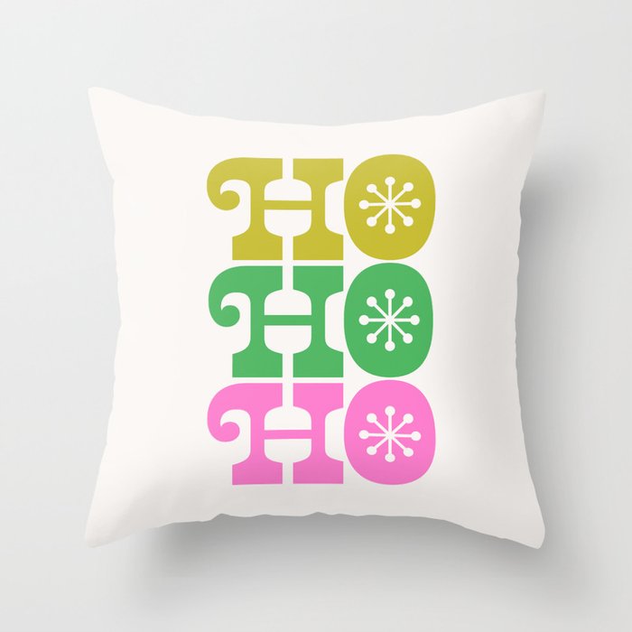 Ho Ho Ho - Pink and Green Throw Pillow Gallery Image 6