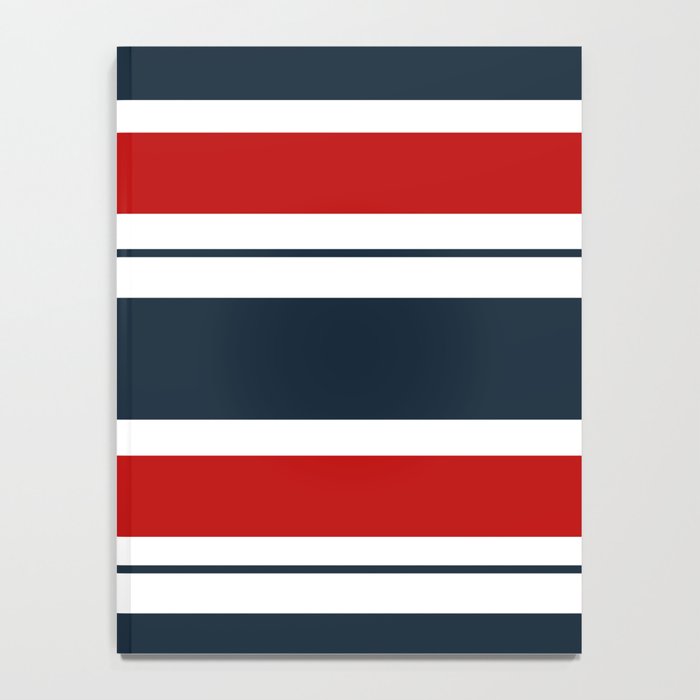 Red and Navy Blue Horizontal Stripes Notebook Gallery Image 4