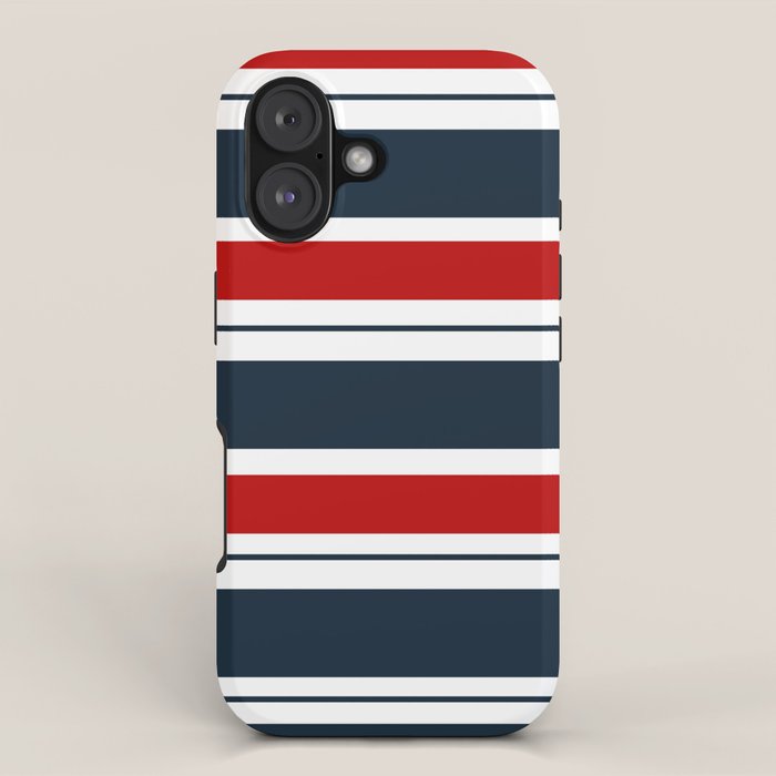 Red and Navy Blue Horizontal Stripes iPhone Case Gallery Image 1